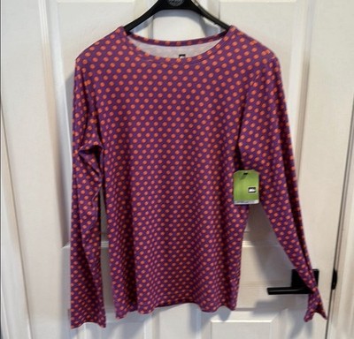 REI Co-op Kids Midweight Long Sleeve Base Layer Top Size XL 18 Purple Orange Dot