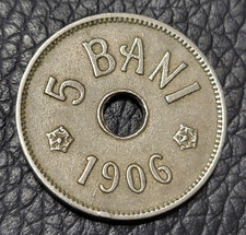 1906 Romania 5 Bani Coin