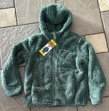NEW EDDIE BAUER GREEN FULL ZIP FLEECE HOODIE JACKET SIZE S 7/8 KIDS