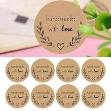 40 Handmade with Love STICKERS ENVELOPE SEALS LABELS 1" ROUND FREE SHIPPING