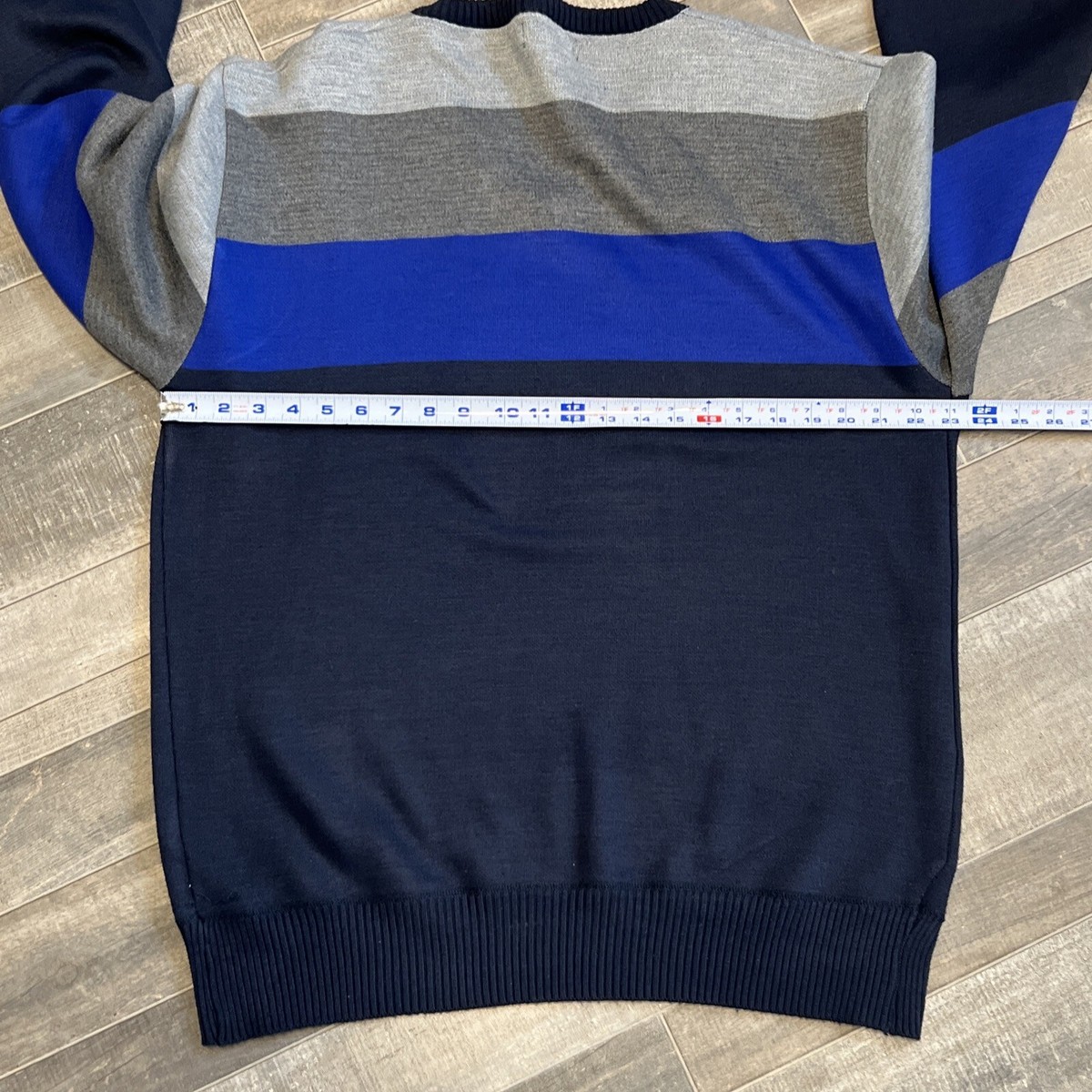 Phat Farm Sweater Men's Large Blue Stripe V Neck Pullover