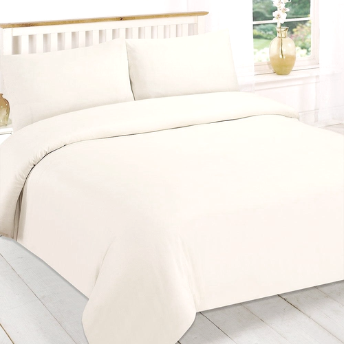 Cream Super King Size Duvet Cover Set 200Tc with Two Standard