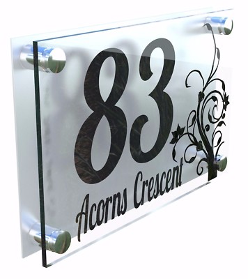 Moderne Hausnummernschilder Acryl Wand Türschild Blumen Namensschild Dec4-1BS