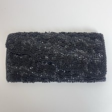 Vintage Clutch Satin Beaded Purse Evening Bag Party Formal Hand Made Hong Kong