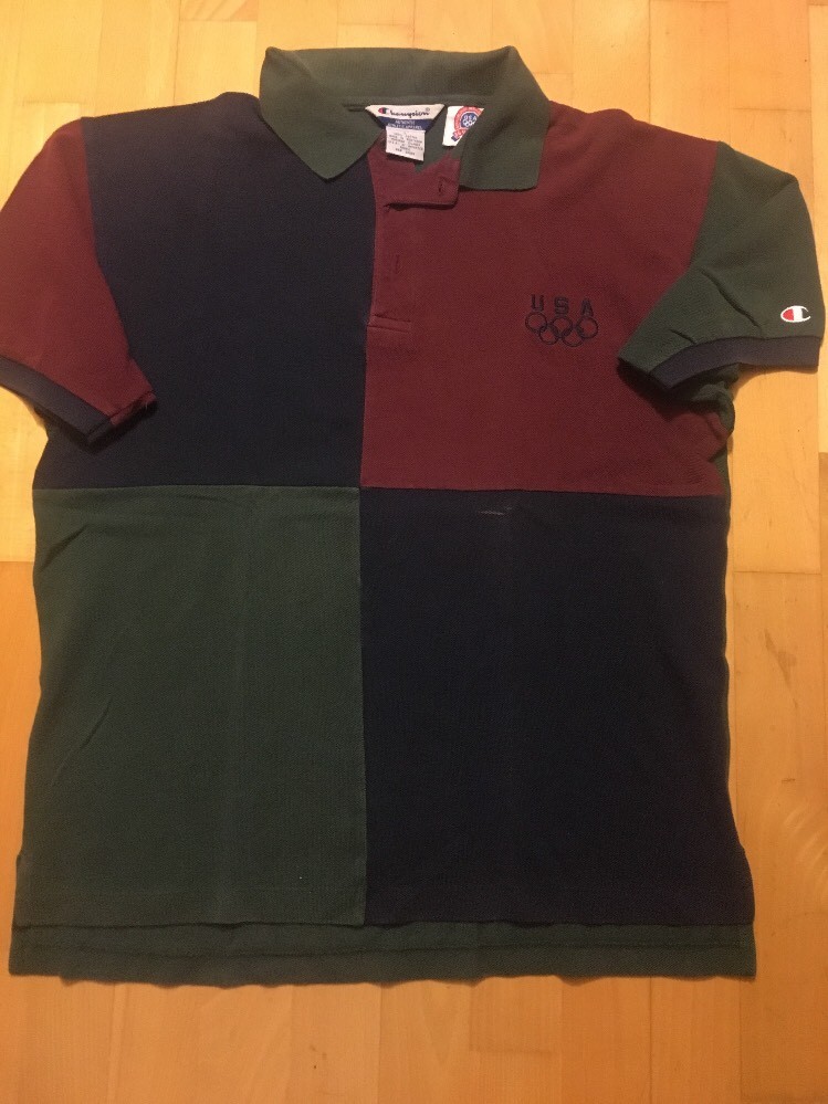 Vtg Champion USA Olympics Polo Large Made In USA - image 1