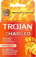 1 Box Trojan Charged Condoms Total 3 Latex Condoms