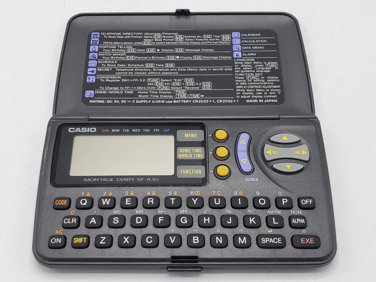 Vintage 1980s Casio SF-4500 Digital Diary Calculator Memo Calendar