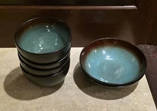 OVER AND BACK Stoneware HAND GLAZED Set Of 2 Pasta and 4 Cereal Bowls