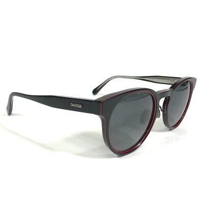 Omega Sunglasses OM 0020-H 01D Black Red Round Frames with  display picture 2