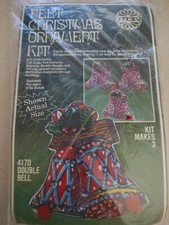 Vintage 1970s Holiday Industries Felt Christmas Ornament Kit Double Bell 4170