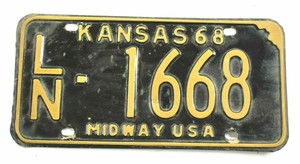 Vintage Antique Kansas Ks Vehicle License Plate 1968 Distressed Original Tag Ebay