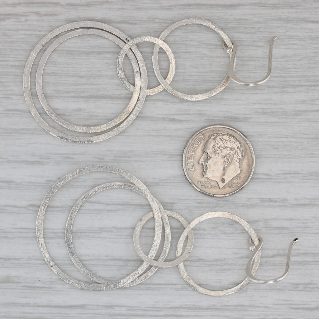 Interlocking Circles Dangle Earrings Sterling Sil… - image 5
