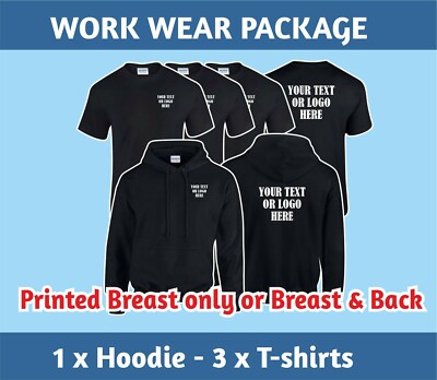 Arbeitskleidung Paket 1 Hoodie 3 T-Shirts Arbeitskleidung Team Club maßgeschneiderte bedruckte Uniform