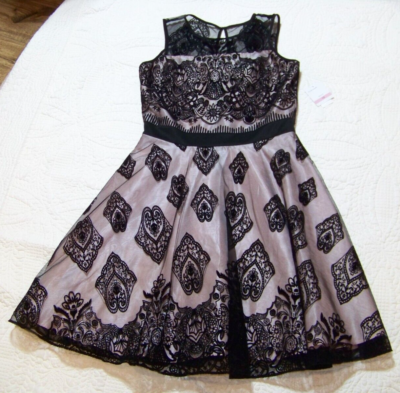 Women's J. Taylor Dress - Size 10 - New with Tags - Black Lace over Pink Satin Women's J. Taylor Dress - Size 10 - New with Tags - Black Lace over Pink Satin