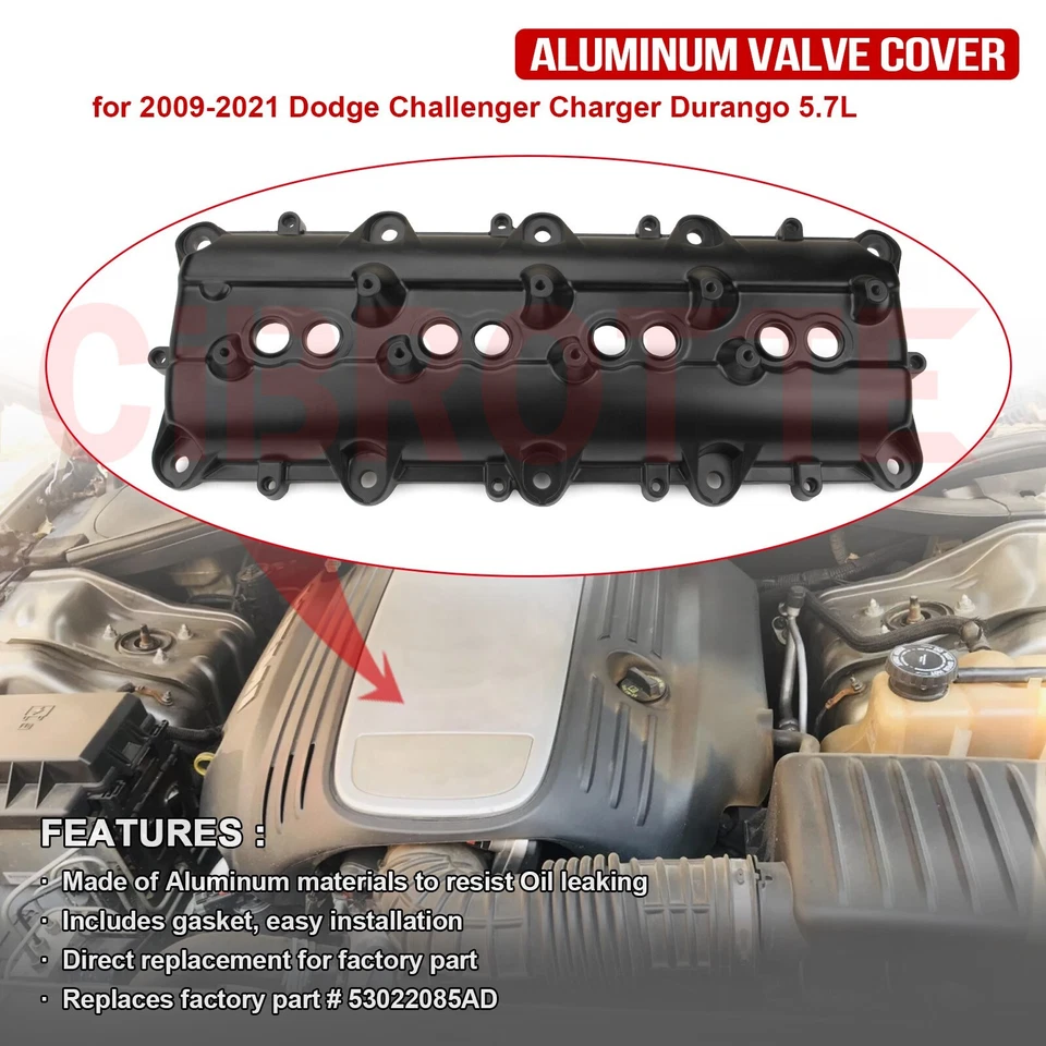 Cubierta de válvula de aluminio mejorada para Dodge Challenger Charger Durango 2009-2021 5,7 L Foto 2 de 4