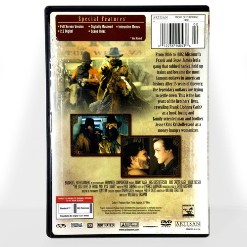 The Last Days of Frank &Jesse James (DVD, 1986)  Johnny Cash  Willie Nelson - Imagen 2 de 3