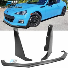 Fits 13-16 Subaru BRZ Front Bumper Lip+Front Winglet CS Style Unpainted Black PU