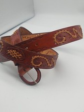 Vintage Full Grain Leather Belt Western Mexico Made NOS Cowboy Tan 44