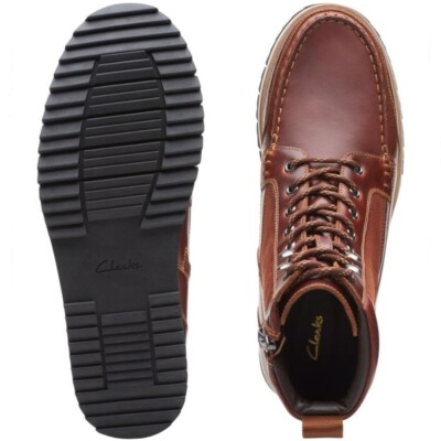 Clarks Durston Hi Brown Leather Lace-Up Ankle Boots Men\'s Size 8 With Zipper Amazon.com | Clarks Durston Hi Warm Lined Mens Boot 10 DM US  main image 3