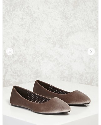 Forever 21 Velvet Pointed Toe Flats: Size 9, Color: Gray
