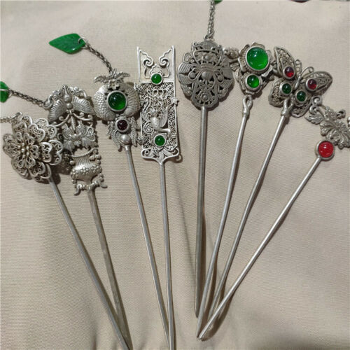 8Pcs Chinese Antique Collection Retro Women Hairpin Jewelry Headdress Set Craft - Picture 1 of 12