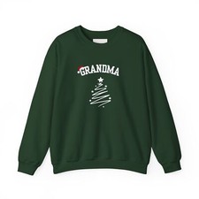Christmas Grandma Heavy Blend Crewneck Sweatshirt Santa Hat Christmas Tree