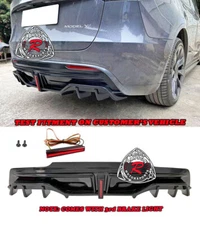 Fits 20-24 Tesla Model Y R-Style Rear Diffuser Lip (Urethane) w/ 3rd Brake Light