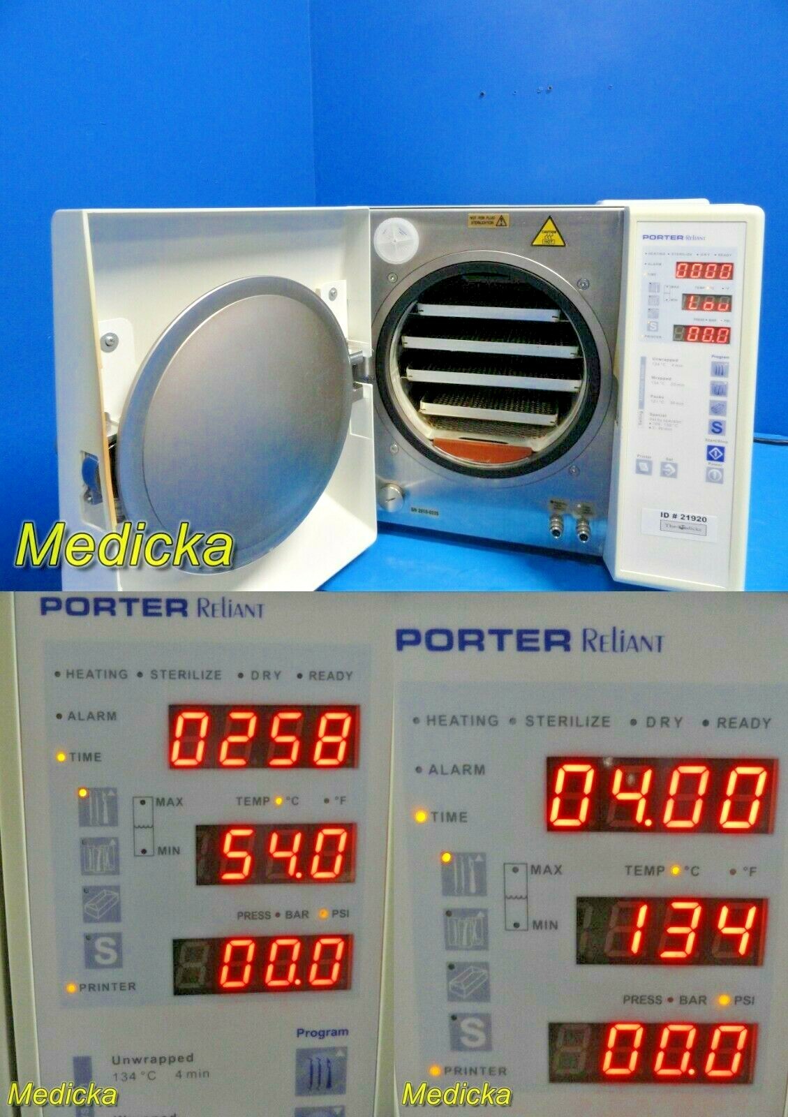 2009 Parker Porter Reliant 2510 Dental Steam Autoclave W/ 04 Trays ~ 21920