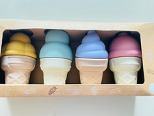 NEW Silicone Ice Cream Soft Cone Toy Play Set Removable 8pc Stackable