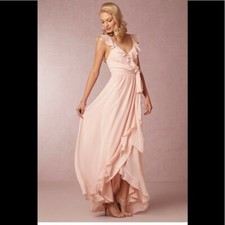 Ceremony by Joanna August Lacy Ruffle Trim Wrap Chiffon Gown Dress XS NEW  285