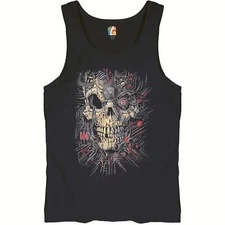 Cyborg Skull Face Tank Top Scary Cyberpunk Robot Horror Men's Top