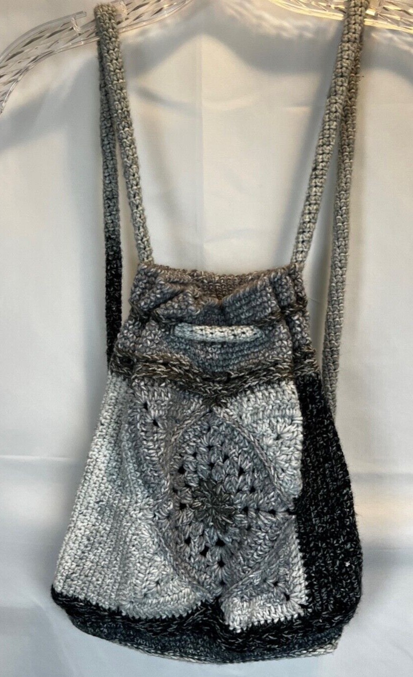 HANDMADE Black/White/Gray Drawstring Small Bucket… - image 6