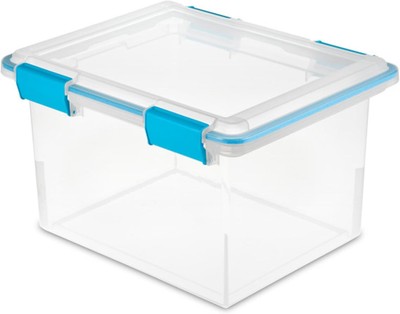 Sterilite Gasket Box, Stackable Storage Bin with Latching Lid, 32 Quart, 16 Pack
