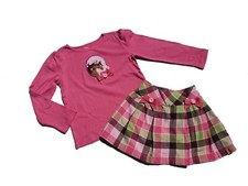 Gymboree Girls Shirt Skirt Size 6 Equestrian Club Vintage Pleated Plaid Horse