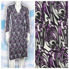 Nine West Abstract Geo Collared Faux Wrap Dress Sz XS Hippie Groovy Retro 70s