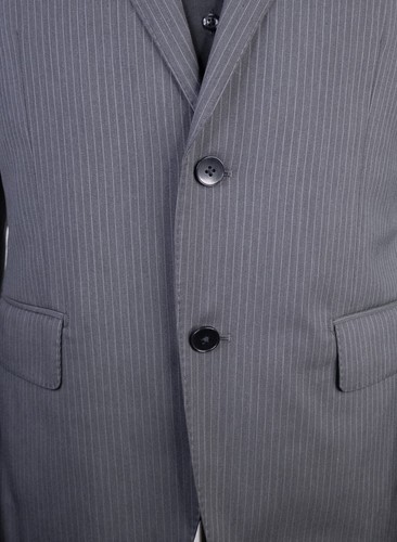 Theory 2-Pcs Suit Striped Gray Blazer Jacket Sz 40S Pants 34X26.5 Wool Blend - Picture 3 of 18