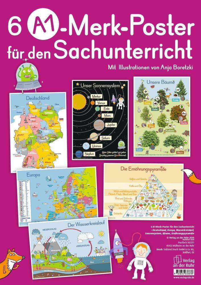 6 A1-poster Für Den Sachunterricht - Deutschland, Europa,