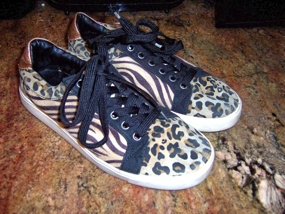 Black and white cheap leopard print sneakers