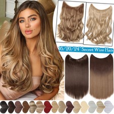 One Piece THICK Secret Wire No Clip In 100 as Remy Human Hair Extensions Real