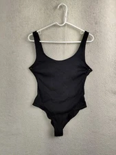 H M Women Top 10 Black Polyamide Blend Sleeveless Scoop Neck Ribbed Bodysuit