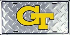 GEORGIA TECH CAR TRUCK TAG DIAMOND LICENSE PLATE YELLOW JACKETS METAL SIGN 