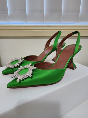 AMINA MUADDI Begum 70 crystal embellished satin slingback