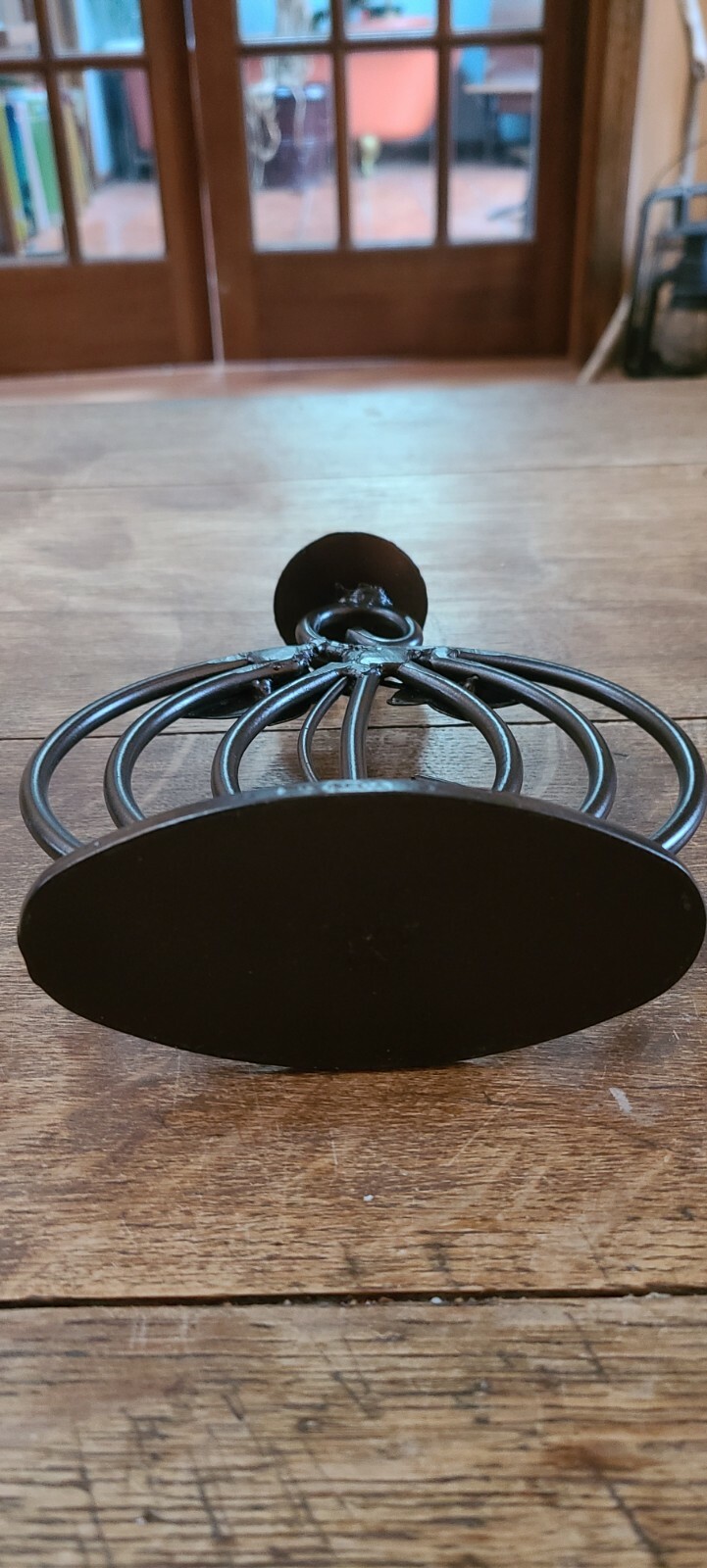 Fall Wrought Iron Pumpkin Taper Candle Holder Dark Brown Halloween Autumn Decor