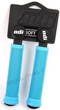 ODI Soft Flangeless AQUA BLUE Longneck Grips Softies BMX Bikes / Scooters 135mm 