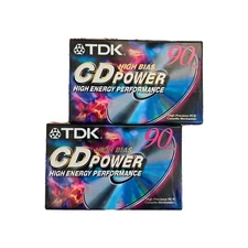 Lot Of 2 TDK CD POWER HIGH BIAS 90 Min Blank Audio Cassette Tape PWR-90 Sealed