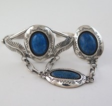 Navajo Goodluck Sterling Silver Slave Bracelet with Lapis Ring Size 7.75