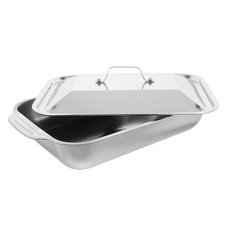 Sartenes para pizza para horno plato de mariscos de acero inoxidable cubierto para hornear