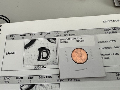 1960-D D/D North Lincoln Cent  RPM BU Red #76 Beautiful