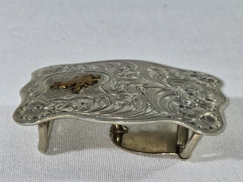 Lohn Sterlingsilber individuelle Gürtelschnalle 3" Trophäe Rodeo Stierreiten Gold Emblem - Bild 15 von 24