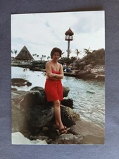 Found Vintage Photo Romanian Pretty Woman in Red on Sea Shore 1980s 1556